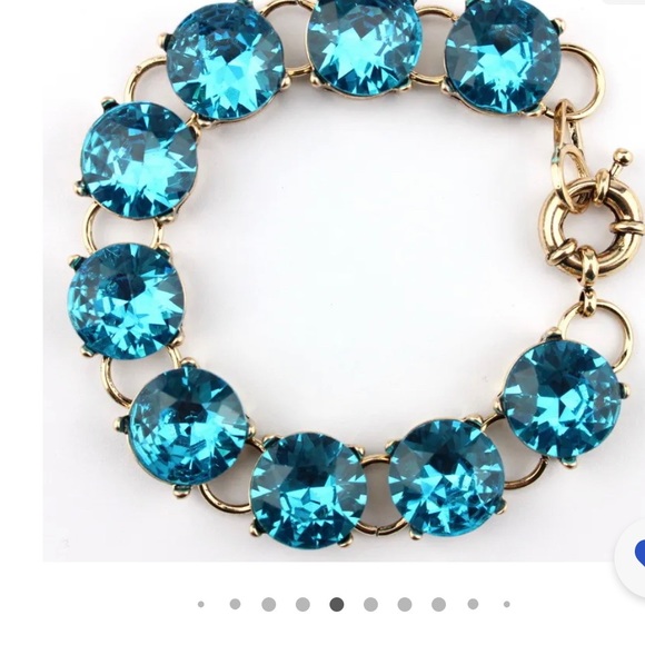 Royal blue crystal sparkly link bracelet gold tone bling - Picture 11 of 11